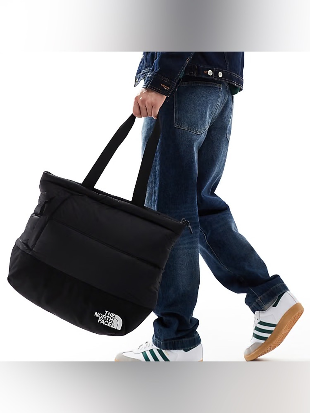 The North Face Nuptse Tote Puffer TNF Black Ripstop Nylon Laptop Zip Closure 21L